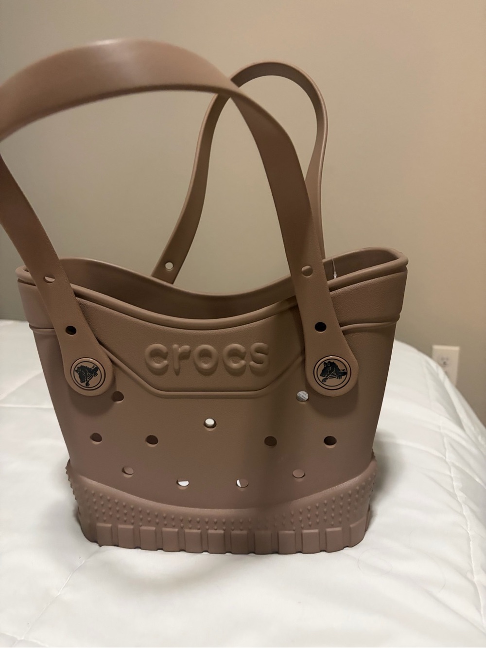 CROCS Small Tote Bag in Taupe Brown